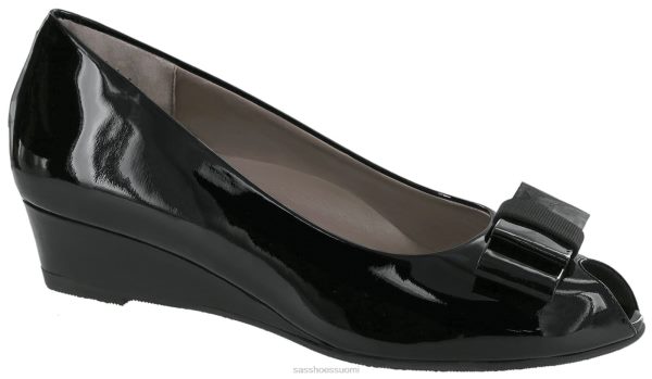 juhlakengät SAS Shoes ava peep toe wedge musta patentti naiset XTJ24Z401