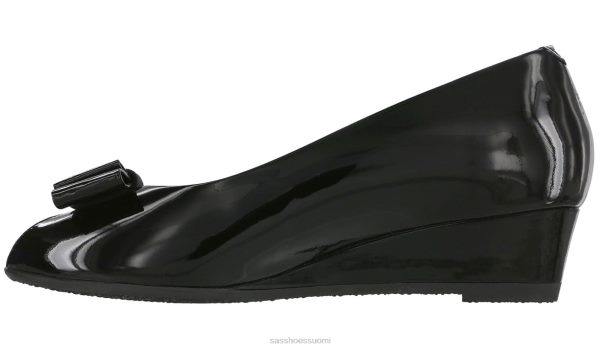 juhlakengät SAS Shoes ava peep toe wedge musta patentti naiset XTJ24Z401