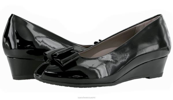 juhlakengät SAS Shoes ava peep toe wedge musta patentti naiset XTJ24Z401