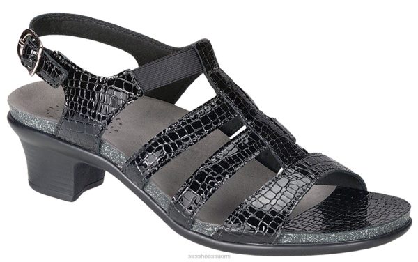 sandaalit | SAS Shoes allegro kantapäähihna sandaali musta krokko naiset XTJ24Z122