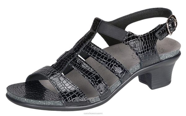 sandaalit | SAS Shoes allegro kantapäähihna sandaali musta krokko naiset XTJ24Z122