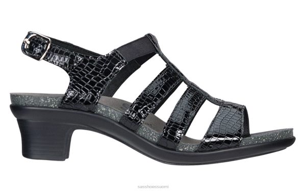 sandaalit | SAS Shoes allegro kantapäähihna sandaali musta krokko naiset XTJ24Z122