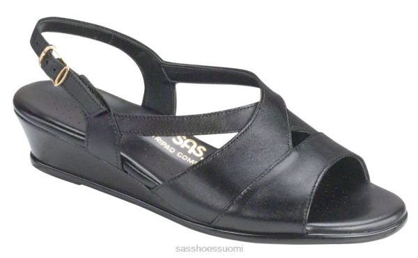 sandaalit | SAS Shoes hyväillä risti hihna kiila sandaali musta naiset XTJ24Z173
