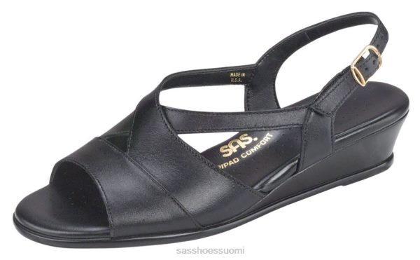 sandaalit | SAS Shoes hyväillä risti hihna kiila sandaali musta naiset XTJ24Z173
