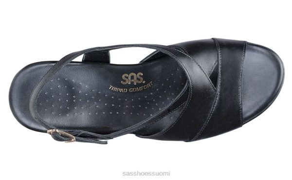 sandaalit | SAS Shoes hyväillä risti hihna kiila sandaali musta naiset XTJ24Z173
