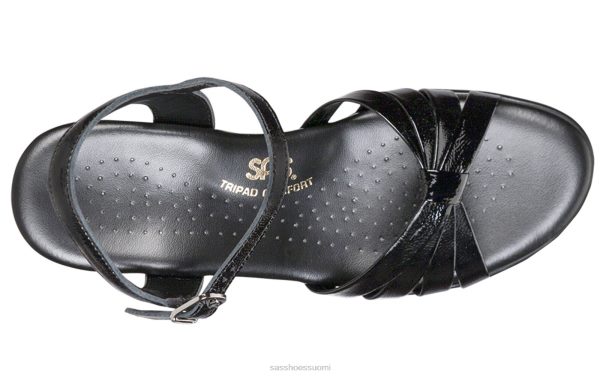 sandaalit | SAS Shoes ohut neljäsosanauhakiila sandaali musta patentti naiset XTJ24Z125